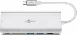 Goobay 76788 replicatore di porte e docking station per laptop USB tipo-C Argento 