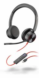 HP Poly Blackwire 8225 Stereo Microsoft Teams Certified USB-C Headset +USB-C/A Adapter - Replaces Poly SKU 214409-01