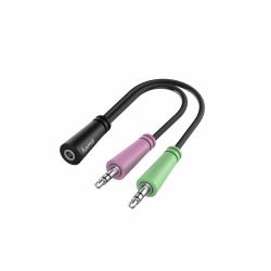 Hama Adattatore Jack 3.5 mm 4 poli F/2x Jack 3,5 mm M, per cuffie con microfono 