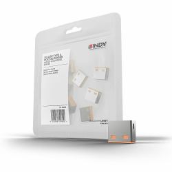 Lindy 40463 clip sicura Bloccaporte USB tipo A Arancione Acrilonitrile butadiene stirene [ABS] 10 pz 