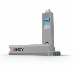 Lindy 40465 clip sicura Bloccaporte + chiave USB tipo-C Blu Acrilonitrile butadiene stirene [ABS] 1 pz 