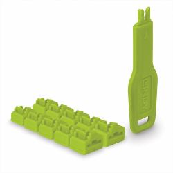 Lindy 47894 clip sicura Bloccaporte + chiave RJ-45 Verde Acrilonitrile butadiene stirene [ABS] 10 pz 