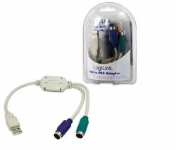 LogiLink Adapter USB - 2x PS/2 cavo PS/2 0,2 m 2x 6-p Mini-DIN USB A Grigio 
