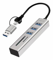 LogiLink UA0445 hub di interfaccia USB 3.2 Gen 1 [3.1 Gen 1] Type-A + Type-C 5000 Mbit/s Grigio 