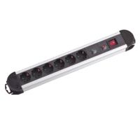 M-Cab POW0001 prolunghe e multiple Interno 2 m 6 presa[e] AC Nero, Argento 