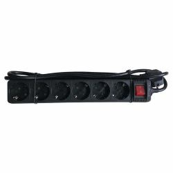 M-Cab SOCKET STRIP 6S PVC 1.5M BK ECO - 16A/3680W