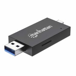 Manhattan 102735 lettore di schede USB 3.2 Gen 1 [3.1 Gen 1] Type-A/Type-C Nero, Trasparente 