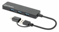 Manhattan 180863 replicatore di porte e docking station per laptop USB 3.2 Gen 1 [3.1 Gen 1] Type-A + Type-C Nero 