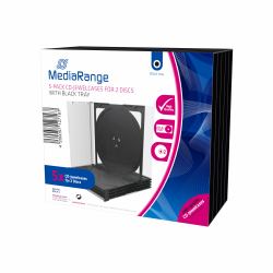 MediaRange BOX31-2 custodia CD/DVD Custodia Jewel 2 dischi Nero, Trasparente 