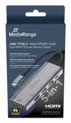 MediaRange MRCS511 hub di interfaccia USB tipo-C 480 Mbit/s Argento 
