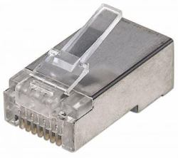 Mercodan Modular plug RJ45, CAT5E - Solid/Stranded FTP Shielded, - 50u", 100 pcs. in bag, COF-LAN - Warranty: 24M