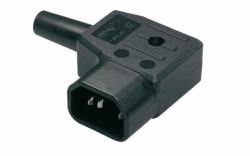 Mercodan Angled male appliance plug, - black, C14, rewirable, - right-angle plug - Warranty: 24M