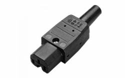 Mercodan Female appliance plug, with - profile, C15, rewirable, - straight and black - Warranty: 24M