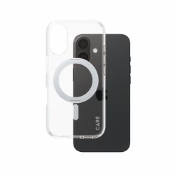 PanzerGlass CARE by ® Feature Cover Trasparente con Kickstand Argento & MagSafe iPhone 16 