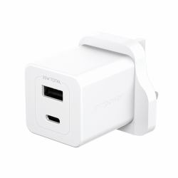 PanzerGlass empower™ by ® Turbo 35W Charger incl. USB-C + USB-A | UK Plug| Silver White Bianco 