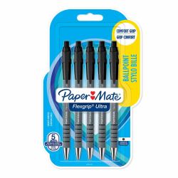 Papermate Flexgrip Ultra Nero Penna a sfera retrattile a clip Medio 5 pz 