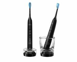 Philips Sonicare DiamondClean serie 9000 Sonicare Spazzolini Elettrici Sonici con App, confezione da 2 spazzolini neri HX9914/54 