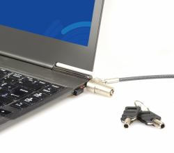 Port Designs Port ConnectÂs Slim security cable lock - Security cable for ultrabooks and devices with a T security slot. Slim size : 12mm keyed tubular barrel adapted to thin notebooks and allowing an optimal access to devices ports. Provided with 2 individual unique user keys & Fast "push-to-lock" function - Materials : zinc alloy body with nickel plating with Steel braided cable and transparent PVC coating. [Master key packs to be ordered separately; please see 901207]. Supplied by Hypertec. [2Years warranty]
