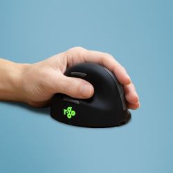 R-Go Tools Mouse ergonomico R-Go HE Break con software di pausa, medio [lunghezza 165 mm ≥ 185 mm], mancini, bluetooth, nero 