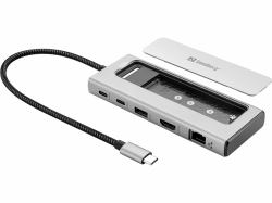 Sandberg 136-82 replicatore di porte e docking station per laptop Cablato USB 3.2 Gen 2 [3.1 Gen 2] Type-C Grigio 