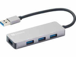 Sandberg 333-67 hub di interfaccia USB 3.2 Gen 1 [3.1 Gen 1] Type-A 5000 Mbit/s Grigio 