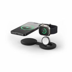 Satechi OntheGo 2-in-1 Auricolare, Smartphone, Orologio intelligente Nero USB Carica wireless Ricarica rapida Interno 