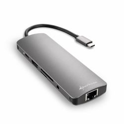 Sharkoon USB 3.0 Type C Combo Adapter scheda di interfaccia e adattatore HDMI, RJ-45, USB 3.2 Gen 1 [3.1 Gen 1] 