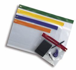 Snopake "Zippa Bag S" Assorted Colour Packs Plastica Trasparente A5 