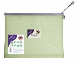 Snopake EVA Pastel Mesh HC Foolscap Zippa Bag - Green- 3 Bags