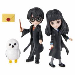 Wizarding World , Set Amicizia Harry Potter e Cho Chang con Edvige, bambole articolate 7.5cm, collezione Harry Potter - dai 5 anni 