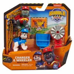 Spin Master Rubble & Crew , Set personaggi Charger e Wheeler, con 85gr di sabbia e 2 accessori per costruzioni, giocattoli per bambini dai 3 anni in su 