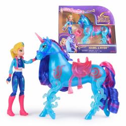 Spin Master Unicorn Academy, set Isabel & River Power of Friendship con sella semitrasparente e 2 accessori poteri magici, bambole e unicorni giocattolo per bambine dai 4 anni in su 