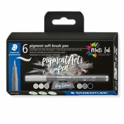 Staedtler Pigment Arts Soft Brush Pen Grey Colors marcatore Grigio 6 pz 