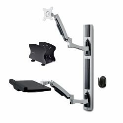 StarTech.com Workstation con montaggio a parete, supporto VESA per monitor da 32" [10kg], supporto per monitor completamente articolato e vassoio per tastiera 