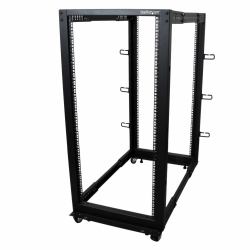 StarTech.com Server Rack a 4 Montanti 25U Open Frame, Armadio Rack di Rete 19" con Ruote, piedini di livellamento/montaggio a pavimento, Quadro Rack Scorrevole/profondità regolabile per apparecchiature AV/Dati/IT 