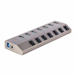 StarTech.com Hub USB-C Autoalimentato a 7 Porte con Interruttori Individuali - Multipresa USB 3.0 5Gbps per Notebook e PC Desktop USB-C/A - Ciabatta USB-Type C BC 1.2 con Alimentatore 