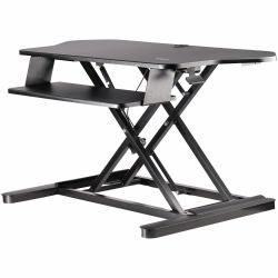 StarTech.com Scrivania ad angolo Sit Stand con Vassoio per Tastiera - Ampia Superficie [908x530mm] - Postazione di lavoro ergonomica per stare in piedi/seduto ad altezza regolabile - Supporta due monitor 