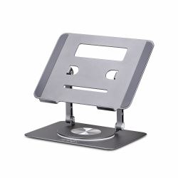 StarTech.com Supporto per PC portatile con rotazione a 360°, rialzo ergonomico da scrivania per laptop, rialzo con inclinazione regolabile, max 5 kg, alluminio 