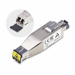 StarTech.com Dongle convertitore multimediale da fibra Gigabit a RJ45 Ethernet, monomodale ottico 10 km/multimodale 800 m, alimentato da PoE, design compatto, alloggiamento in metallo, micro mini, TAA 