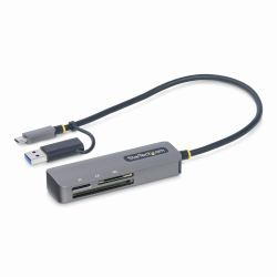 StarTech.com Lettore di schede di memoria multimediale USB 3.0, lettore di schede SD/microSD/CompactFlash, adattatore portatile di schede USB 5Gbps, lettore esterno di schede USB-C con adattatore USB-A collegato 