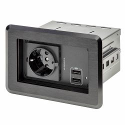 StarTech.com Scatola per presa di corrente singola per tavolo conferenze con 2 porte di ricarica USB 