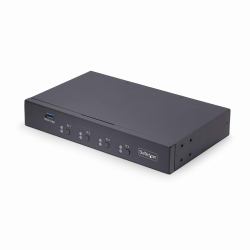 StarTech.com Switch KM a 4 porte con commutazione del mouse, switcher USB per tastiera/mouse, audio 3,5 mm/USB, Condivisione periferiche tra 4 PC, conforme a TAA 