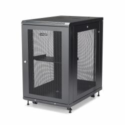StarTech.com Armadio Rack 19" 18U su Ruote a 4 Montanti, Server Rack 19 Pollici Mobile con Ripiano 1U e pannelli laterali con serratura. Rack Dati Ventialta con Profondità di montaggio regolabile 