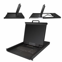 StarTech.com Console KVM per Armadio Rack - Monitor LCD 19" - KVM Switch VGA a 16 porte integrato - Cassetto KVM 1U Montabiole a Rack con cavi da 1,8 m - OSD KVM - Supporto USB+VGA - Tastiera Inglese - 50.000 MTBF 