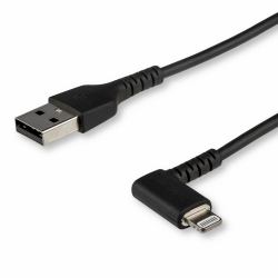 StarTech.com Cavo da USB-A a Lightening da 1m durevole - nero ad angolo retto a 90° in fribra aramidica - Robusto e resistente cavo di alimentazione/sincronizzazione da USB tipo A a Lightening con certificazione Apple MFi per iPad/iPhone 12 