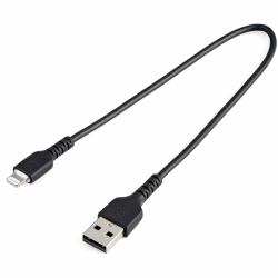 StarTech.com Cavo da USB-A a Lightning da 30cm nero - Robusto e resistente cavo di alimentazione/sincronizzazione in fibra aramidica da USB tipo A da Lightning - Certificato Apple Mfi per iPad/iPhone 12 