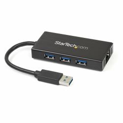 StarTech.com Hub USB 3.0 [5Gbps] a 3 porte portatile con NIC Gigabit Ethernet - In alluminio con cavo integrato 