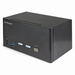 StarTech.com KVM Switch DisplayPort a due porte e triplo monitor DP - 4K 60Hz UHD HDR - KVM DP 1.2 per computer desktop con hub 2 porte USB 3.0 [5Gbps] e 4x USB 2.0 HID, audio - Commutazione con tasti di scelta rapida - TAA 