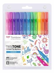 Tombow TwinTone evidenziatore 12 pz Punta a ogiva/sottile Multicolore 
