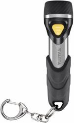 Varta Day Light Key Chain LED Flashlight [incl. anello portachiavi e 1x batteria AAA Longlife Power, antiurto] argento/nero per la casa, tutti i giorni, interruzioni di corrente 
